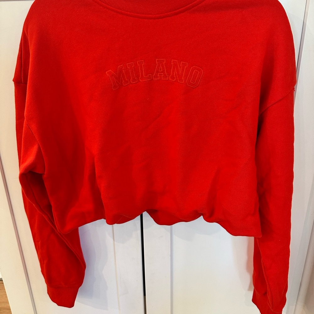 Red Milano Cropped Sweatshirt (NWT) - L